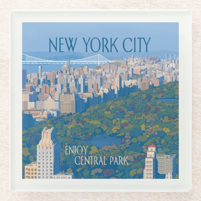 New York City | Enjoy Central Park Glass Coaster (Front)