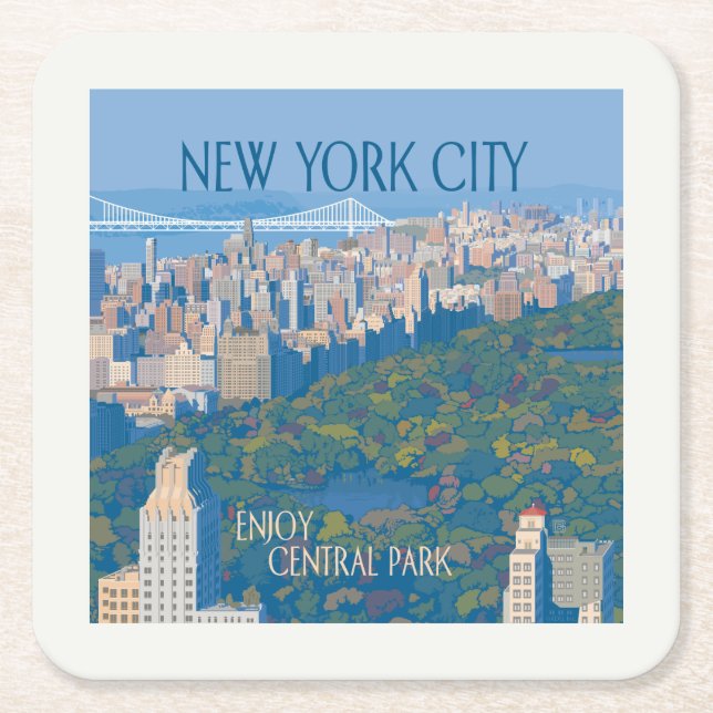 New York City | Enjoy Central Park Square Paper Coaster (Front)