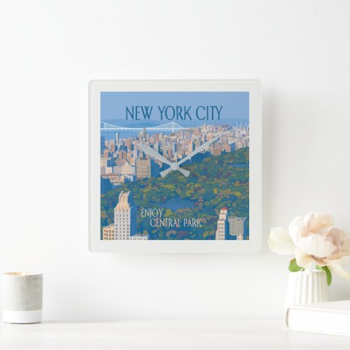 New York City  Enjoy Central Park Square Wall Clock