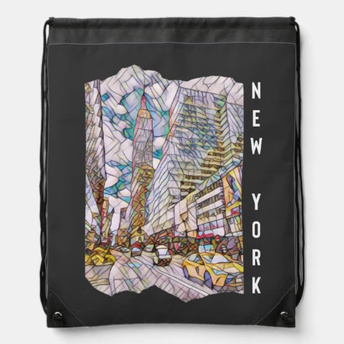 New York City Esthetic Mosaic Art        Drawstring Bag