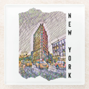 New York City Esthetic Mosaic Art Glass Coaster