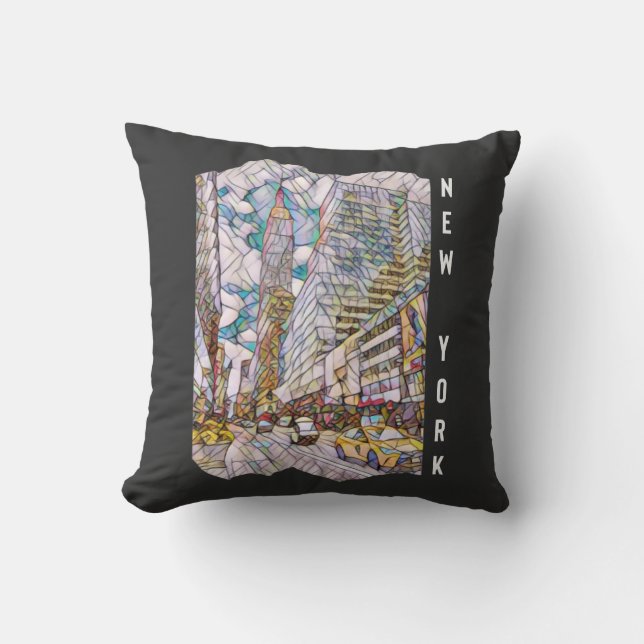 New York City Esthetic Mosaic Art  Throw Pillow (Front)