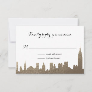 New York City Faux Gold Rsvp Card