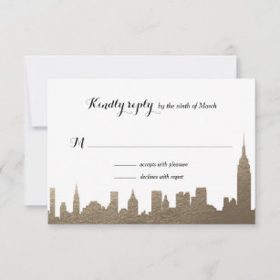 New York City Faux Gold Rsvp Card