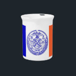 New York City Flag Pitcher<br><div class="desc">Serve your beverages with a touch of Big Apple style using our exclusive pitcher featuring the flag of New York City! This elegant pitcher is perfect for adding a unique and eye-catching element to your tableware. Showcasing the iconic New York City flag, it combines practical functionality with a vibrant tribute...</div>