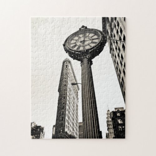 New York City _ Flatiron Building and Clock Jigsaw Puzzle