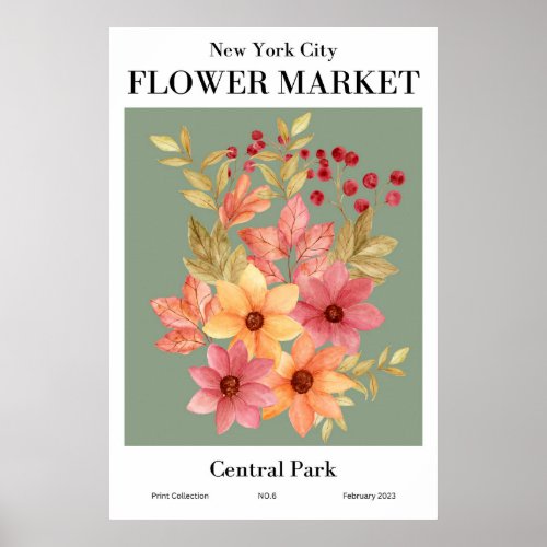 New York City Flower Market Central Park Poster