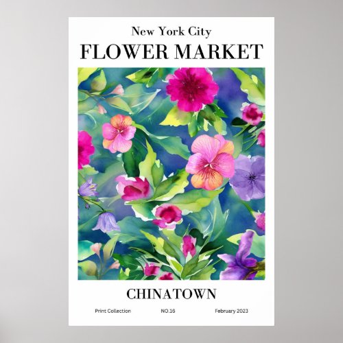 New York City Flower Market Chinatown Poster