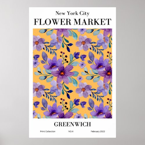 New York City Flower Market Greenwich Poster