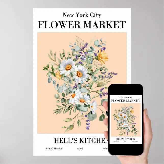 New York City Flower Market Hell's Kitchen Poster Zazzle