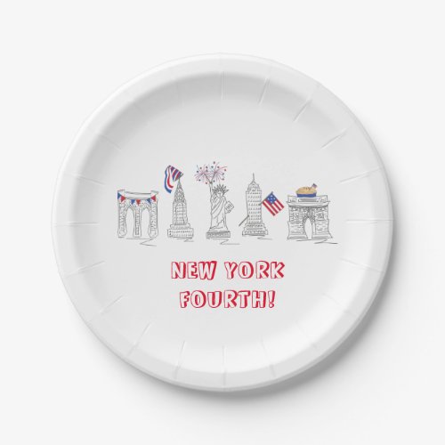 New York City Fourth NYC July 4th Patriotic USA Paper Plates