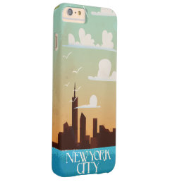 New York City Golden Sunset vintage travel poster Barely There iPhone 6 Plus Case