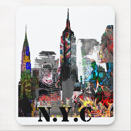New York City graffiti skyline Mouse Pad