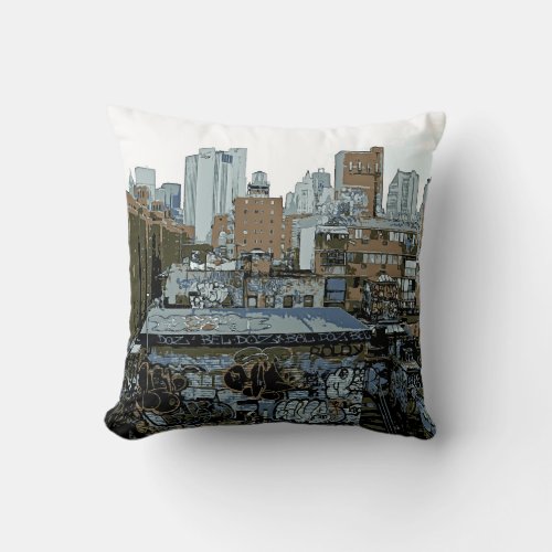 New York City Graffiti Throw Pillow