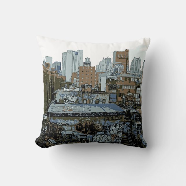 New York City Graffiti Throw Pillow (Front)