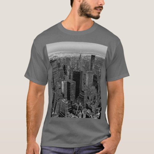New York City Grey Pop Art Style T_Shirt