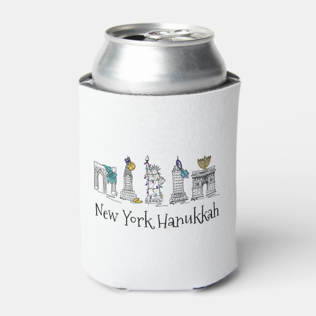 New York City Hanukkah NYC Jewish Holiday Chanukah Can Cooler (Can Front)