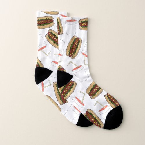 New York City Hot Dog Papaya Drink NYC Foodie Socks