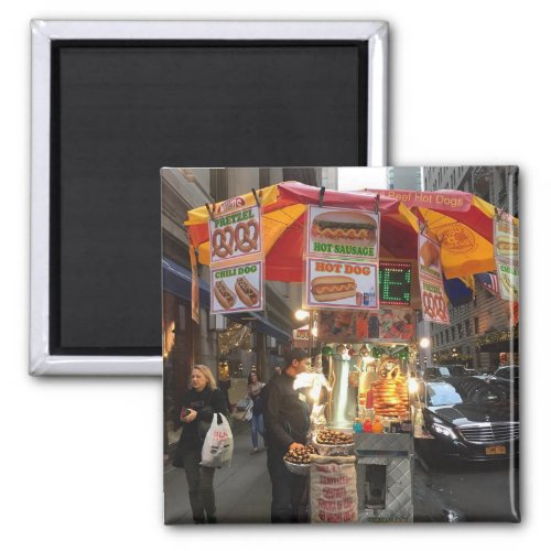 New York City Hot Dog Stand Photo Magnet