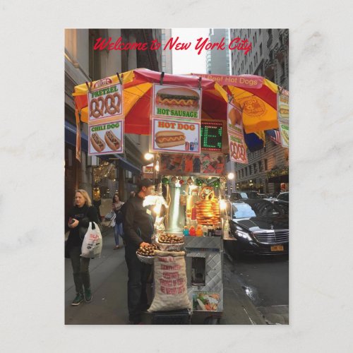 New York City Hot dog Stand Postcard