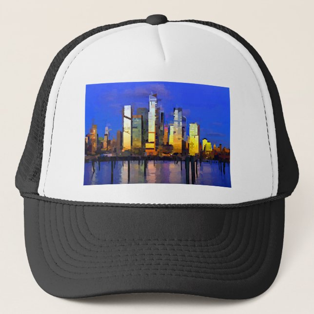 New York City Hudson Yards Midtown Skyline Trucker Hat (Front)