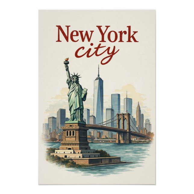 New York City – Iconic Statue & Skyline Poster (Front)