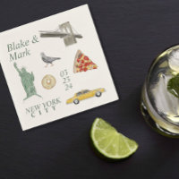 New York City Icons Wedding Cocktail Napkins