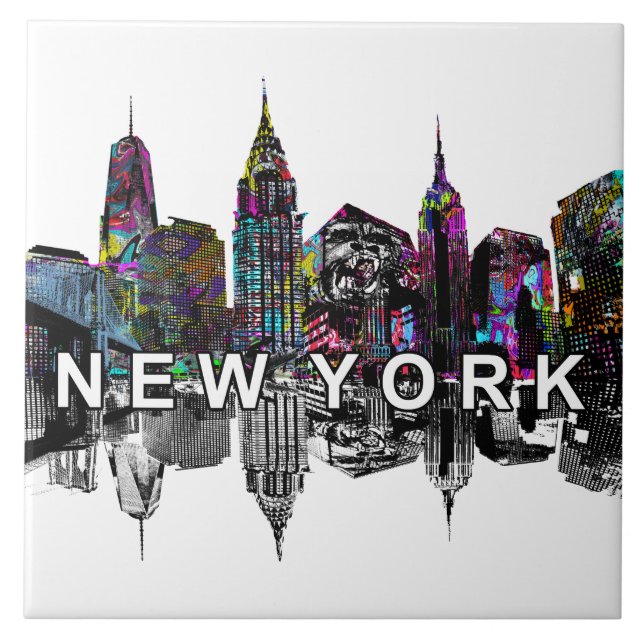New York city in graffiti Ceramic Tile (Front)