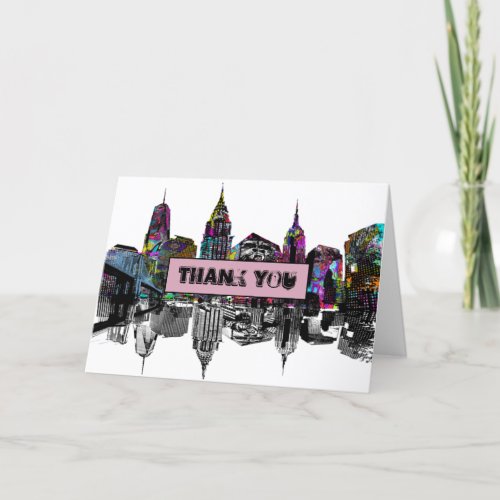 New York City in graffiti Thank You Card