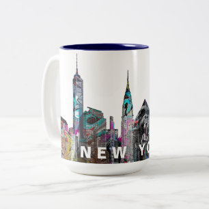 New York City in graffiti Two-Tone Coffee Mug