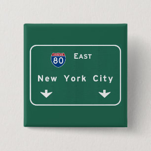 New York City Interstate Highway Freeway Road Sig Pinback Button