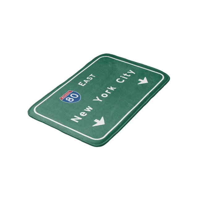 New York City Interstate Highway Freeway Road Sign Bathroom Mat (Angled)