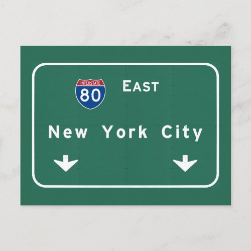 New York City Interstate Highway Freeway Road Sign Postcard