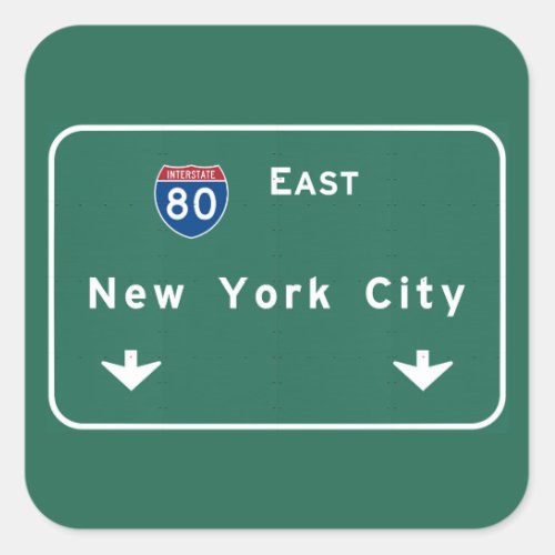 New York City Interstate Highway Freeway Road Sign Square Sticker