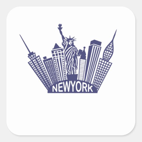 New York City Landmark Square Sticker