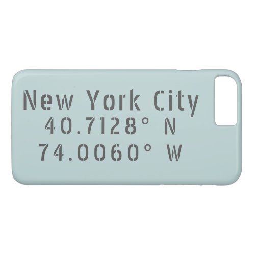 New York City Latitude  Longitude iPhone 8 Plus7 Plus Case