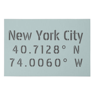 New York City Latitude & Longitude Faux Canvas Print