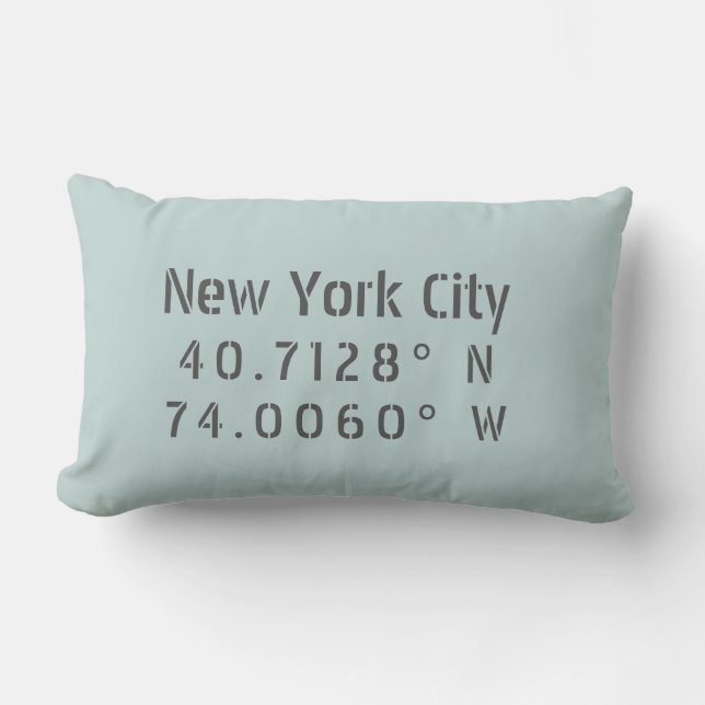 New York City Latitude Longitude Throw Pillow (Front)