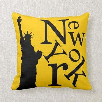 New York City Liberty Black Typography Pillow by BluePlanet at Zazzle