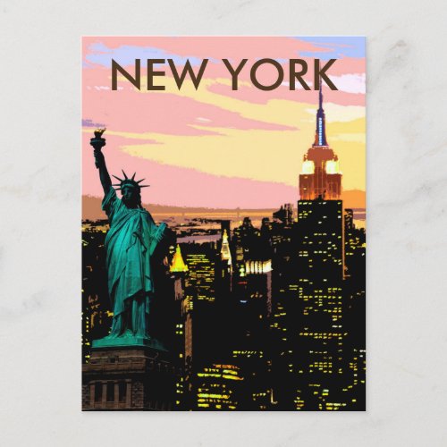 New York City Liberty of Statue Vintage Postcard