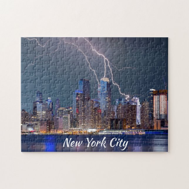 New York City Lightning Storm Jigsaw Puzzle (Horizontal)