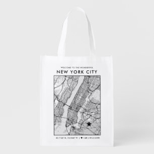 New York City Love Locator Map Wedding Welcome Grocery Bag