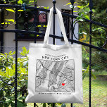 New York City Love Locator | Map Wedding Welcome T Tote Bag<br><div class="desc">A fun tote bag for a wedding or any other occasion taking place in the beautiful city of New York City. This tote features an overhead map of the city center inside a black-bordered box framer. On the top sits a short welcome greeting and the name of the city. On...</div>