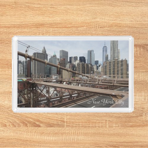 New York City Lower Manhattan Skyline Acrylic Tray