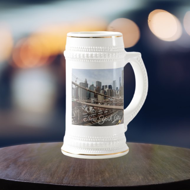New York City Lower Manhattan Skyline Beer Stein (In Situ)