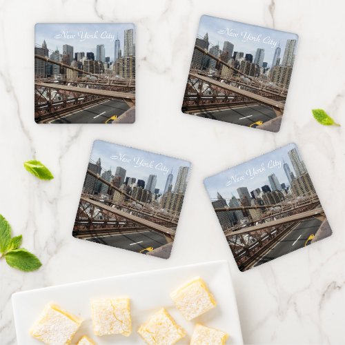 New York City Lower Manhattan Skyline Coaster Set