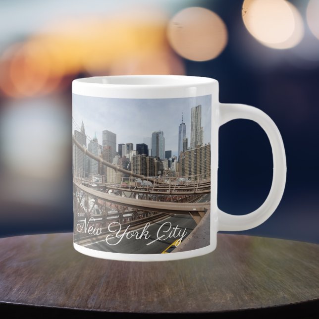 New York City Lower Manhattan Skyline Giant Coffee Mug (In Situ)