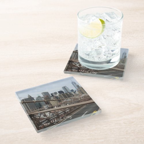 New York City Lower Manhattan Skyline Glass Coaster