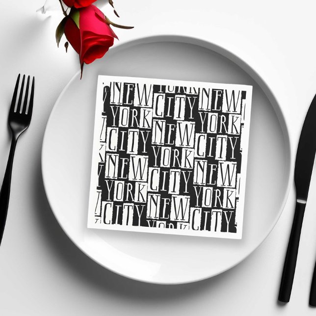New York City Manhattan Black and White Deco Chic Napkins (Creator Uploaded)