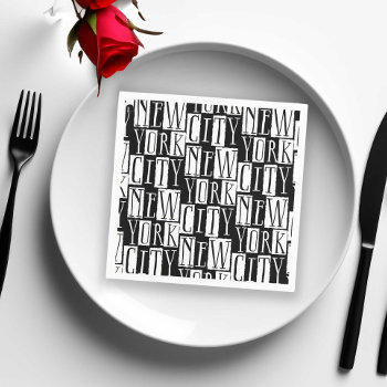 New York City Manhattan Black And White Deco Chic Napkins by AntiqueImages at Zazzle